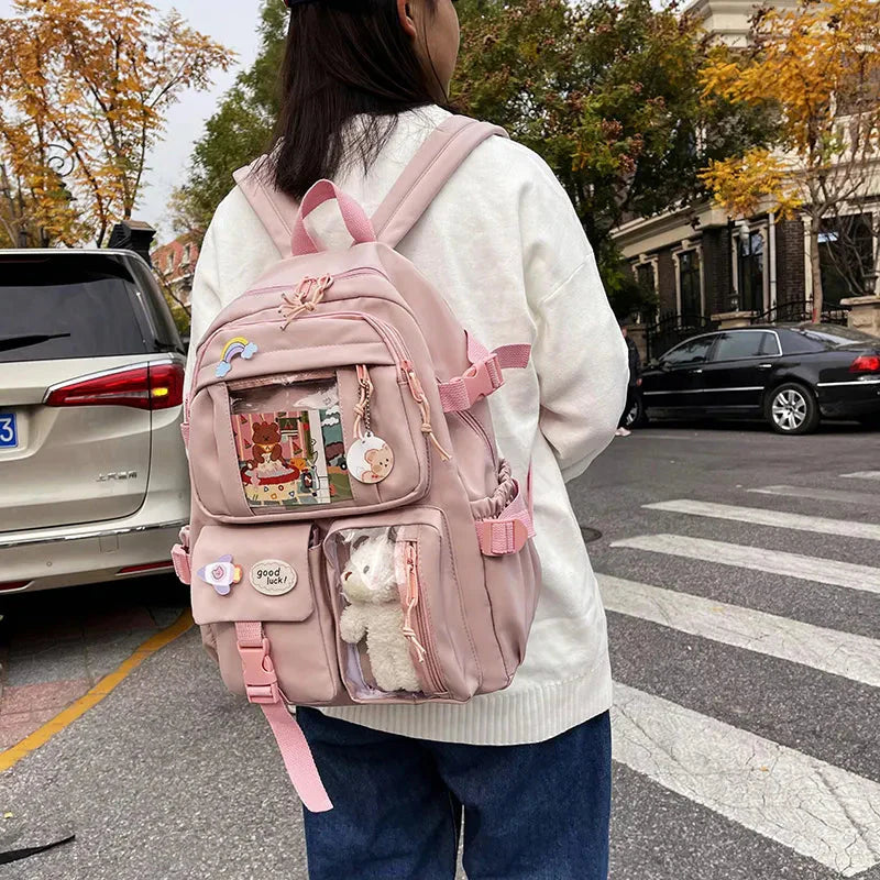 ZS - Trendy Cute - Kawaii Fashion School Bag with Customizable Design & Dolls