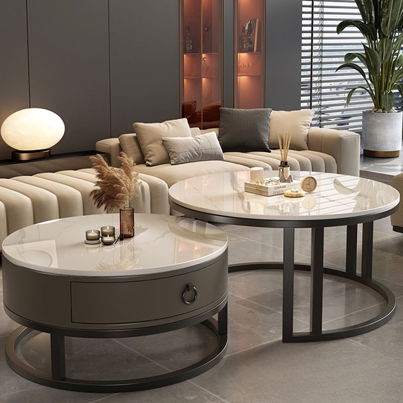 ZS - Modern Round Nesting Coffee Table with Storage
