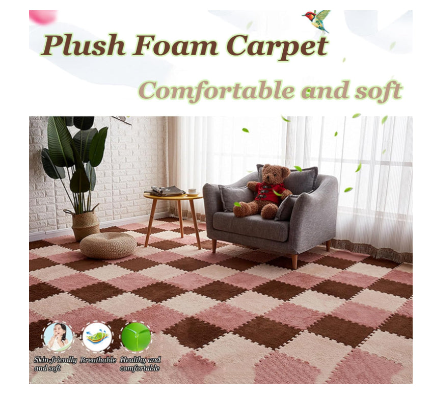 ZS - 10 Pieces Fluffy Puzzle Foam Floor Mat