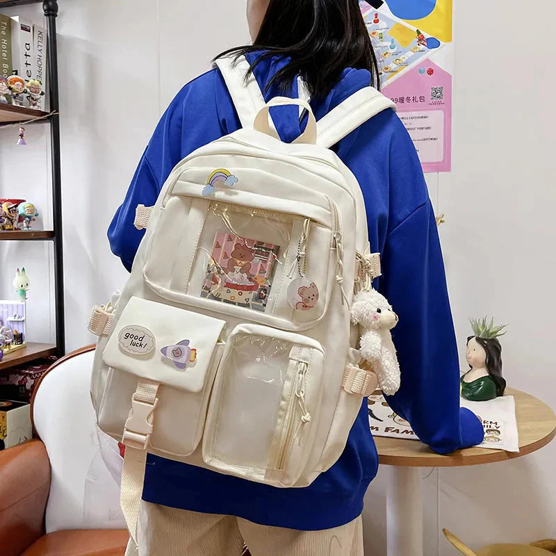 ZS - Trendy Cute - Kawaii Fashion School Bag with Customizable Design & Dolls