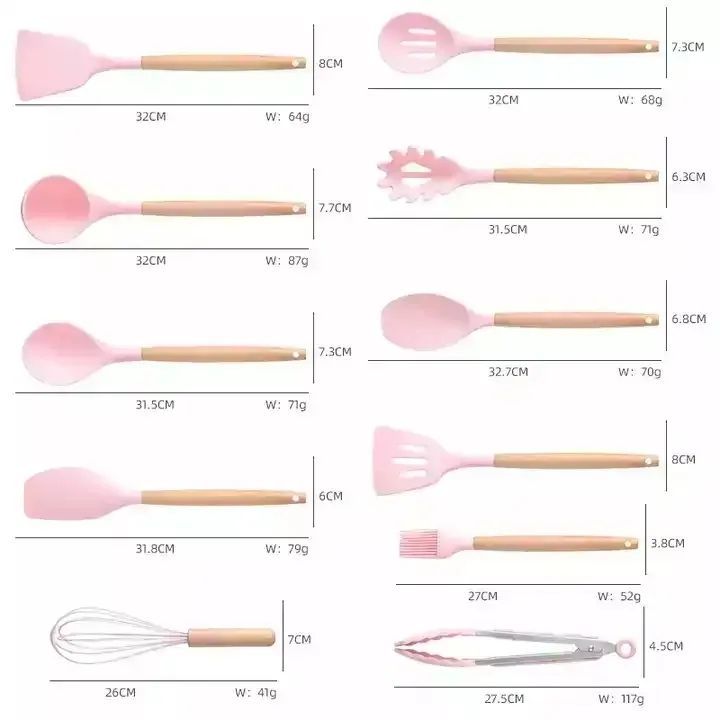 ZS - Silicone Kitchenware Set 19 Pieces Knife & Spoon Set With Storage Rack