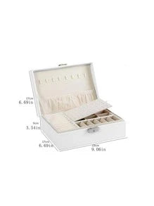 ZS - Multi-grid Lockable Jewelry Storage Box, White Double Layer Ring Box, For Home