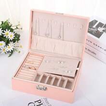 ZS - Multi-grid Lockable Jewelry Storage Box, White Double Layer Ring Box, For Home
