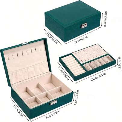 ZS - Multi-grid Lockable Jewelry Storage Box, White Double Layer Ring Box, For Home