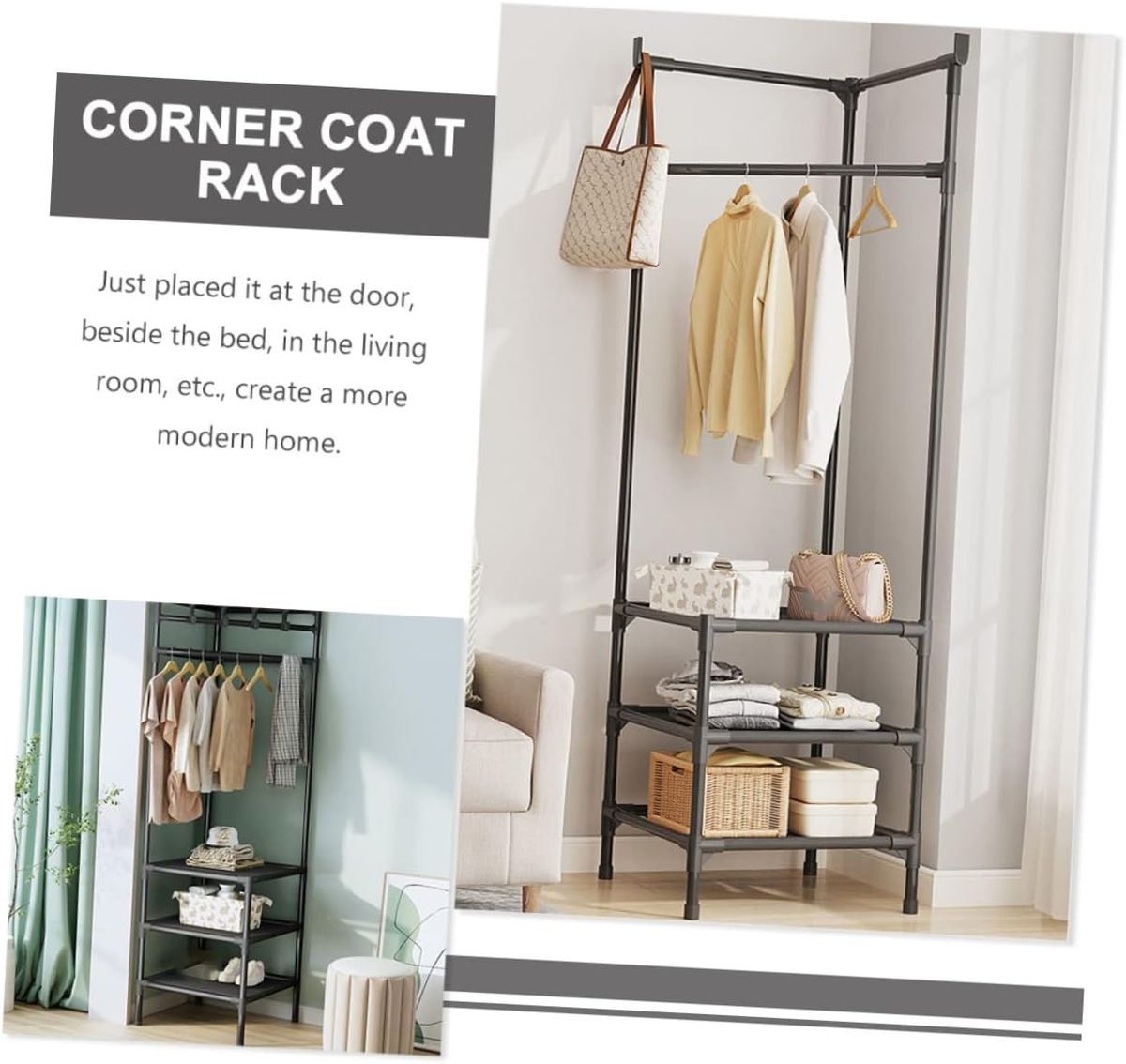 ZS - Corner Coat Rack Multi-function Floor Standing Clothes Hanger
