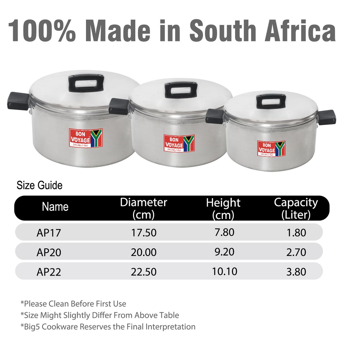 ZS - Bon Voyage - 6 Piece Pots Set Cookware Aluminium Stew Pan