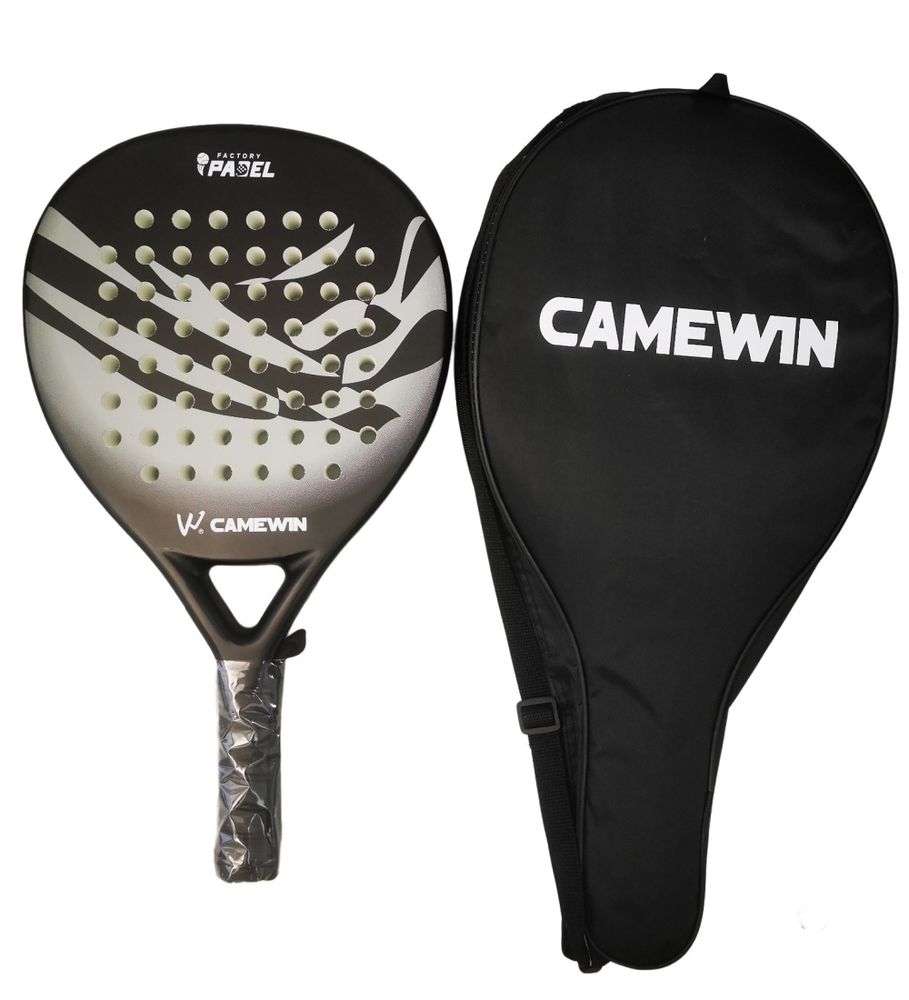 ZS - CAMEWIN Carbon Fibre Padel Racket / Bat - Marble Design & Padded Carry Bag