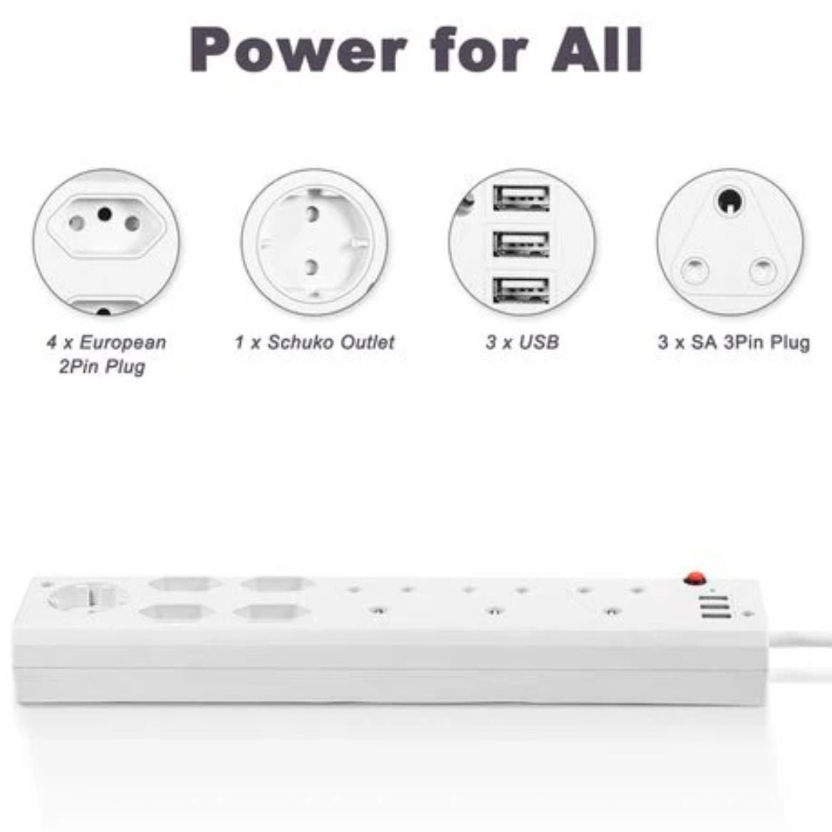 ZS - 9 Way Multi Plug with 3 USB Ports P-09 USB