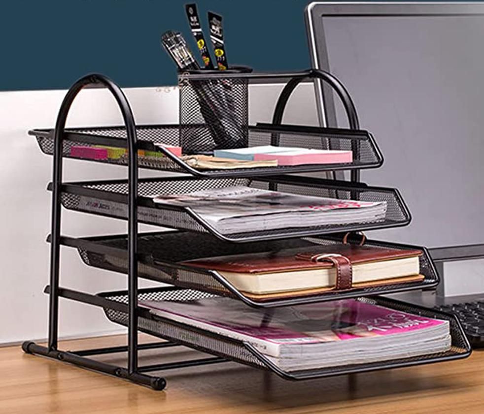 ZS - 4-Tier Metal Desk Organizer with Sliding Document Tray