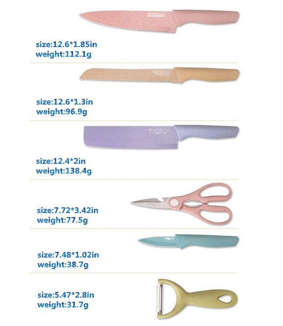 ZS - 6 Piece High Carbon Stainless Steel Knife Set Macaroon Pastel Color