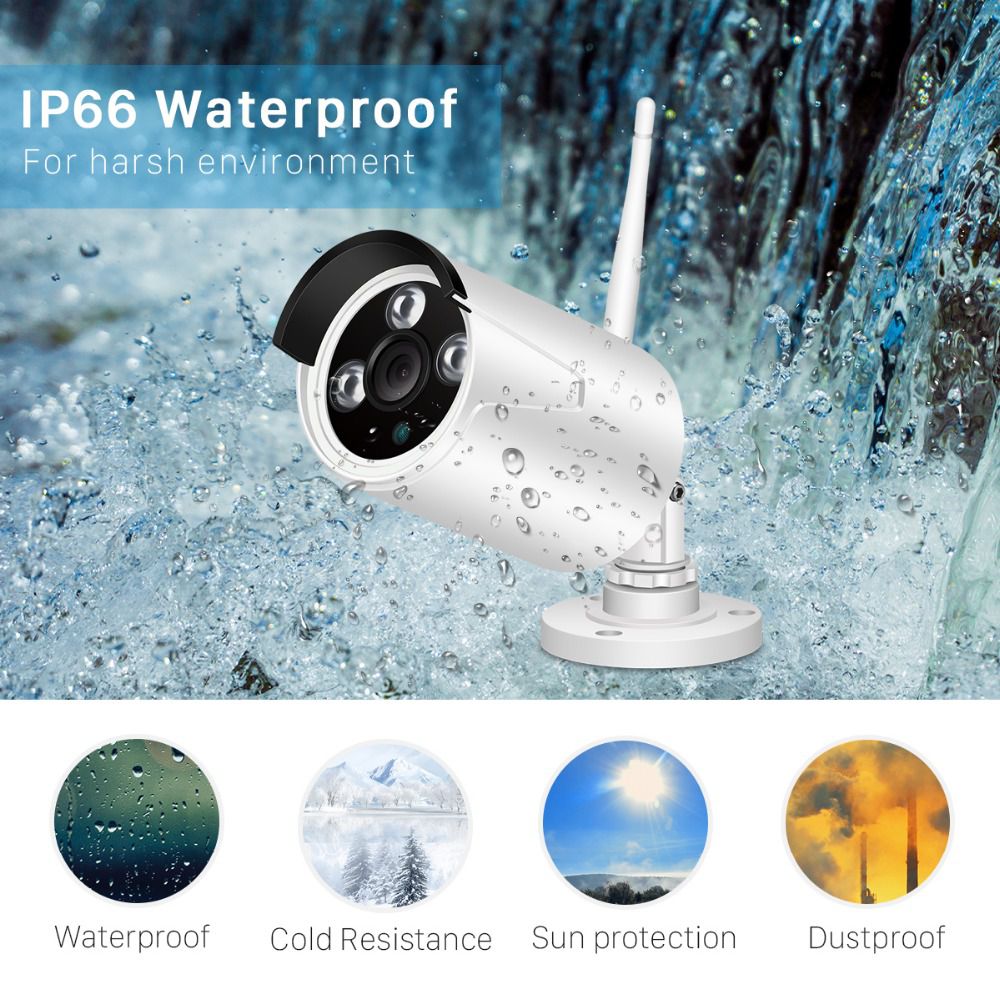 ZS - JORTAN Wireless NVR Kit 4 Channel, 4 Camera 1080P Outdoor Camera System