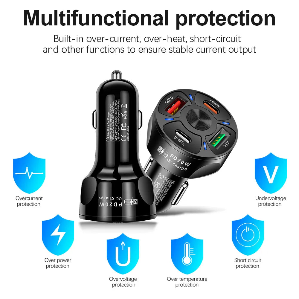ZS - 4 Port Fast Charging Car Charger