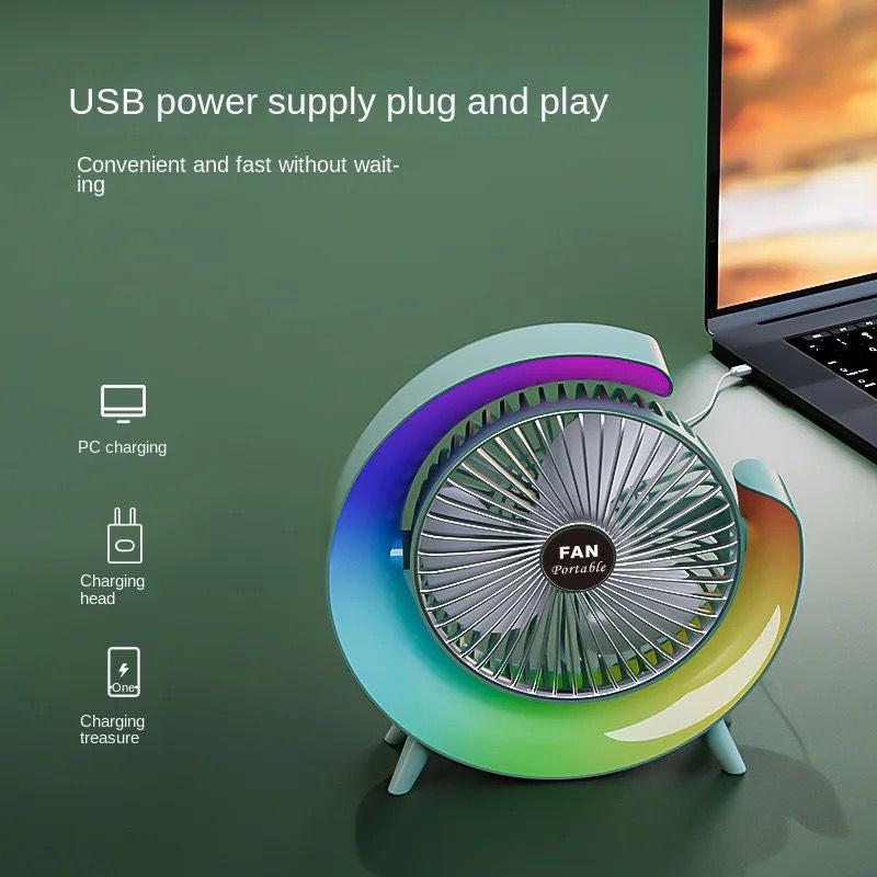 ZS - USB Power Desktop Rechargeable Portable Mini Rotatable Lighting Fan