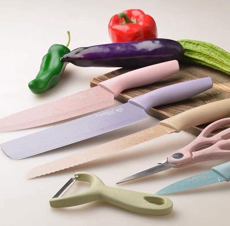 ZS - 6 Piece High Carbon Stainless Steel Knife Set Macaroon Pastel Color