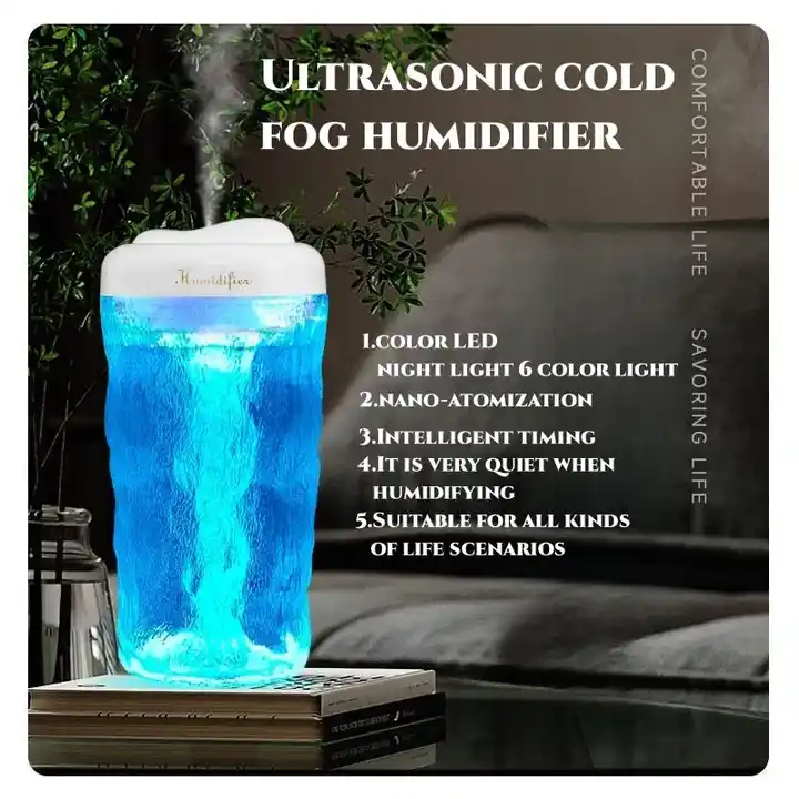 ZS - Luxury Glass Ice Core Humidifier Electric Diffusers With Night Light