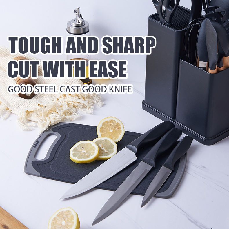 ZS - Silicone Kitchenware Set 19 Pieces Knife & Spoon Set With Storage Rack