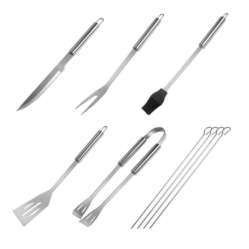 ZS - Stainless Steel Camping Braai 9pcs Utensil Set Portable Braai Grill Tools