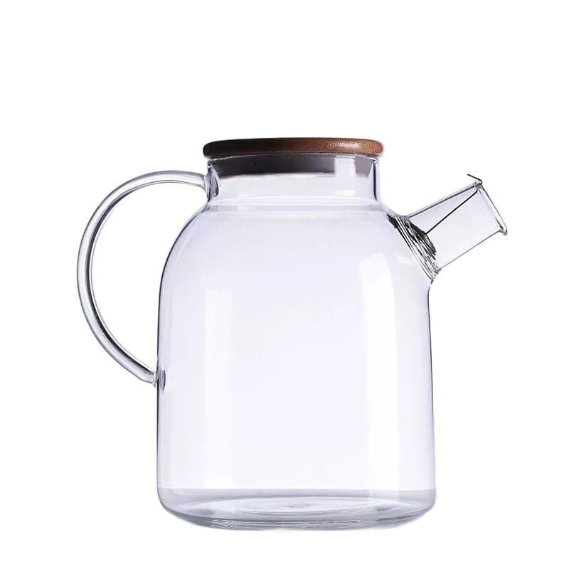 ZS - Teapot 1.5 Litre Traditional Borosilicate Glass With Wooden Lid