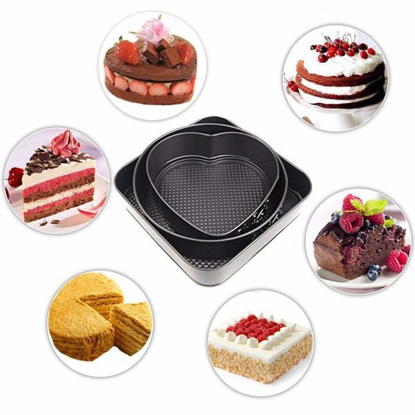 ZS - 3 Pcs Non Stick Removable Bottom Shape Cake Mould