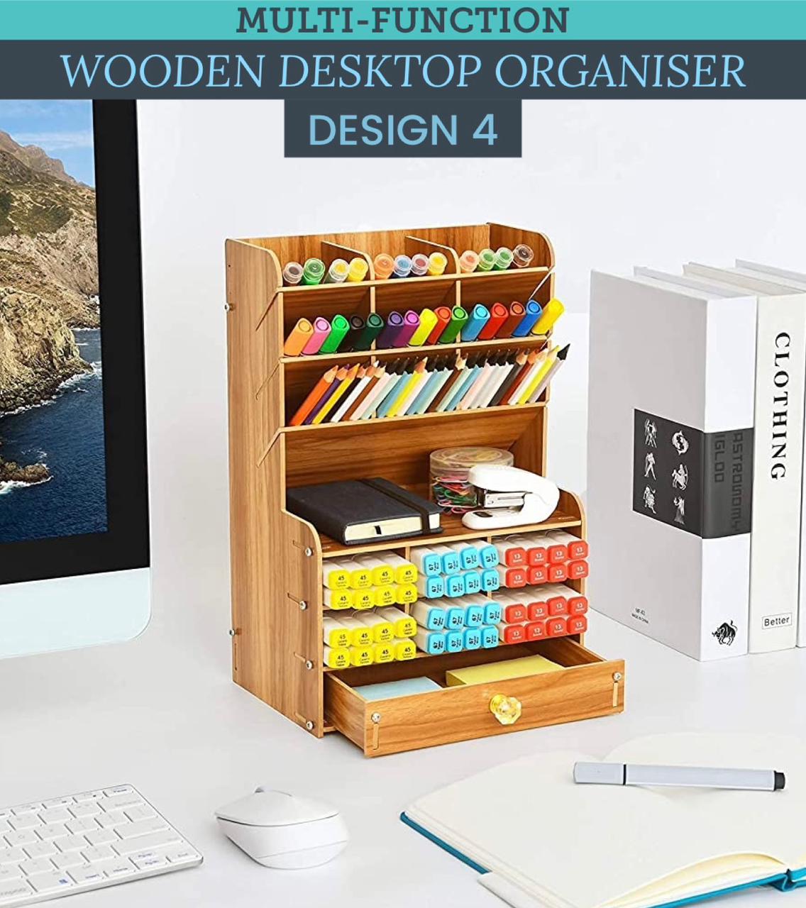 ZS - Multi-Functional Wooden Desktop Organizer