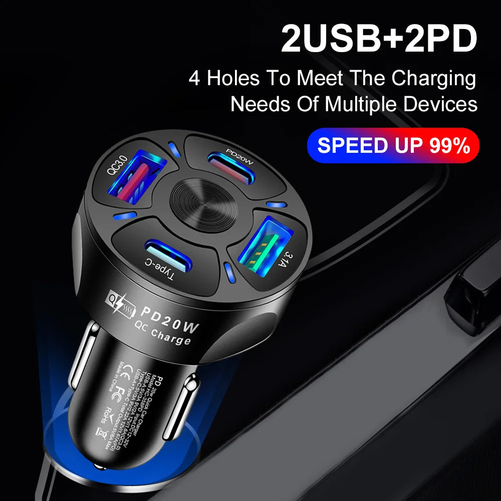 ZS - 4 Port Fast Charging Car Charger