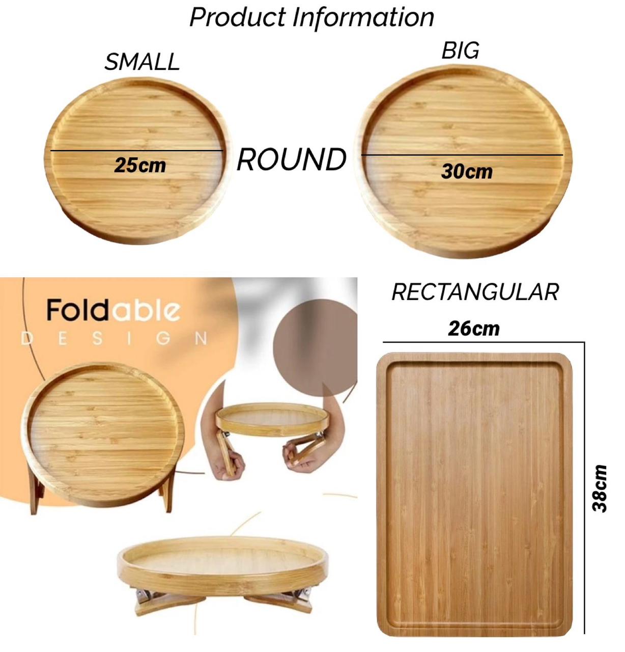 ZS - Bamboo Sofa Armrest Tray