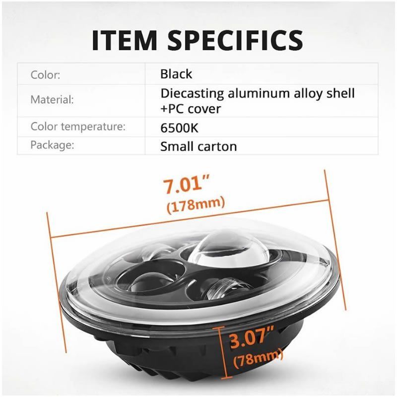 ZS - 2PCS 7 Inch Round LED Headlights For Jeep