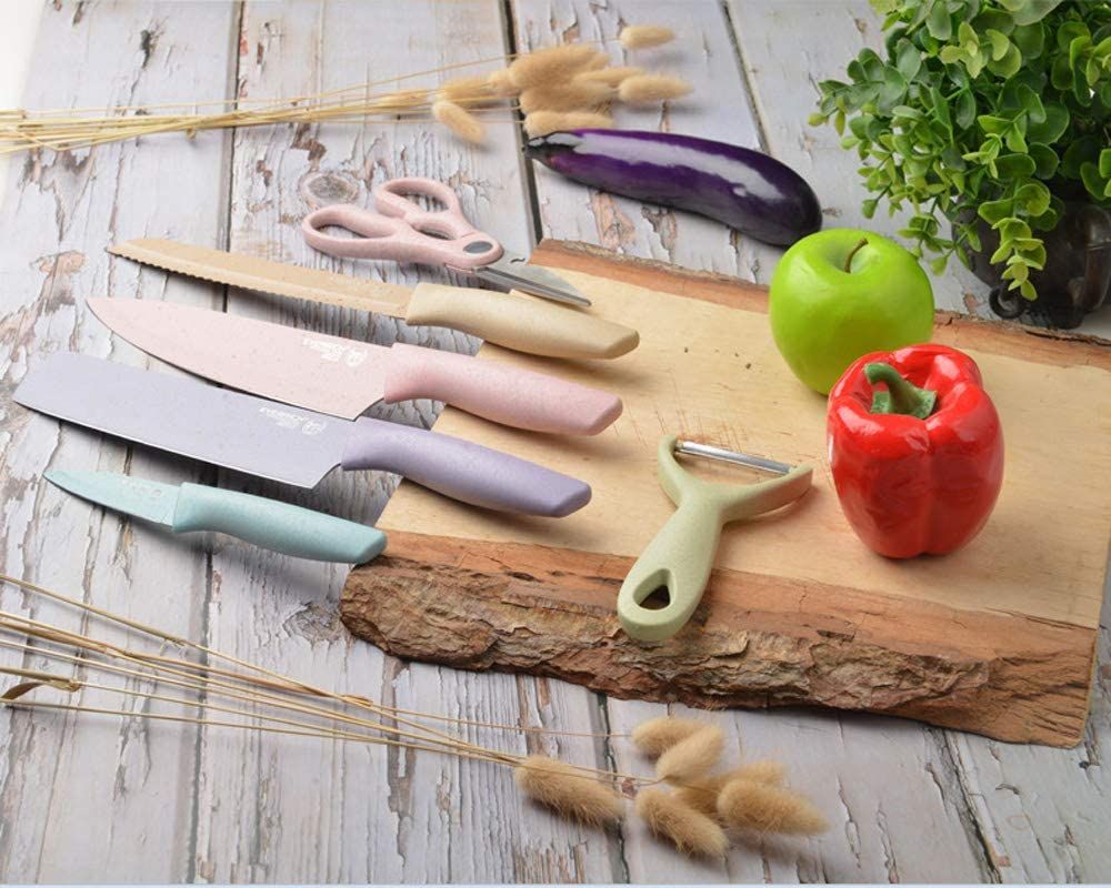 ZS - 6 Piece High Carbon Stainless Steel Knife Set Macaroon Pastel Color
