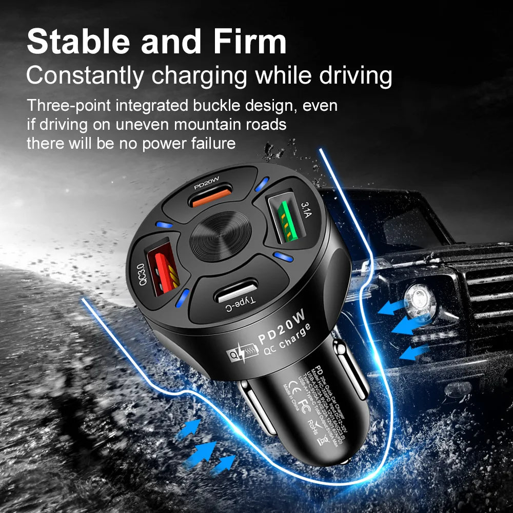 ZS - 4 Port Fast Charging Car Charger