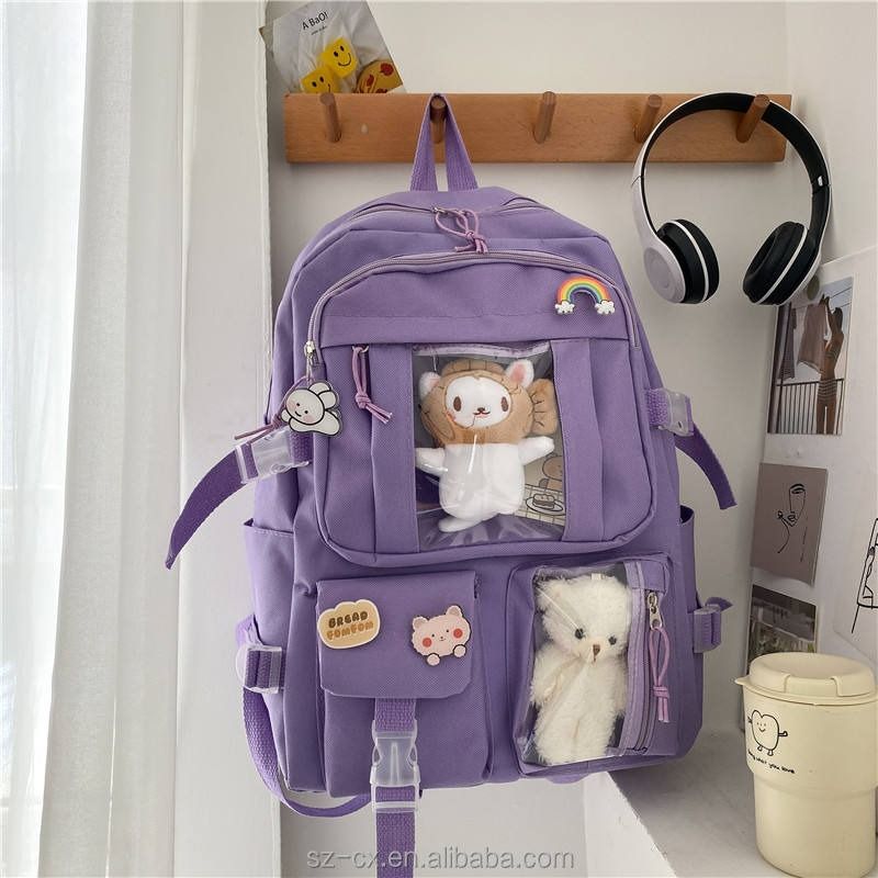 ZS - Trendy Cute - Kawaii Fashion School Bag with Customizable Design & Dolls