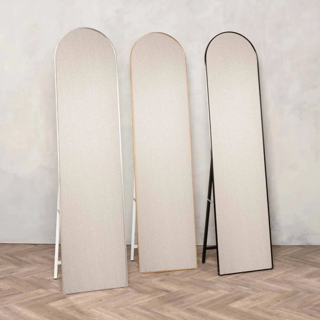 ZS - Free-Standing or Wall-Mount Aluminum Frame Arched Mirror - 146 cm x 36 cm