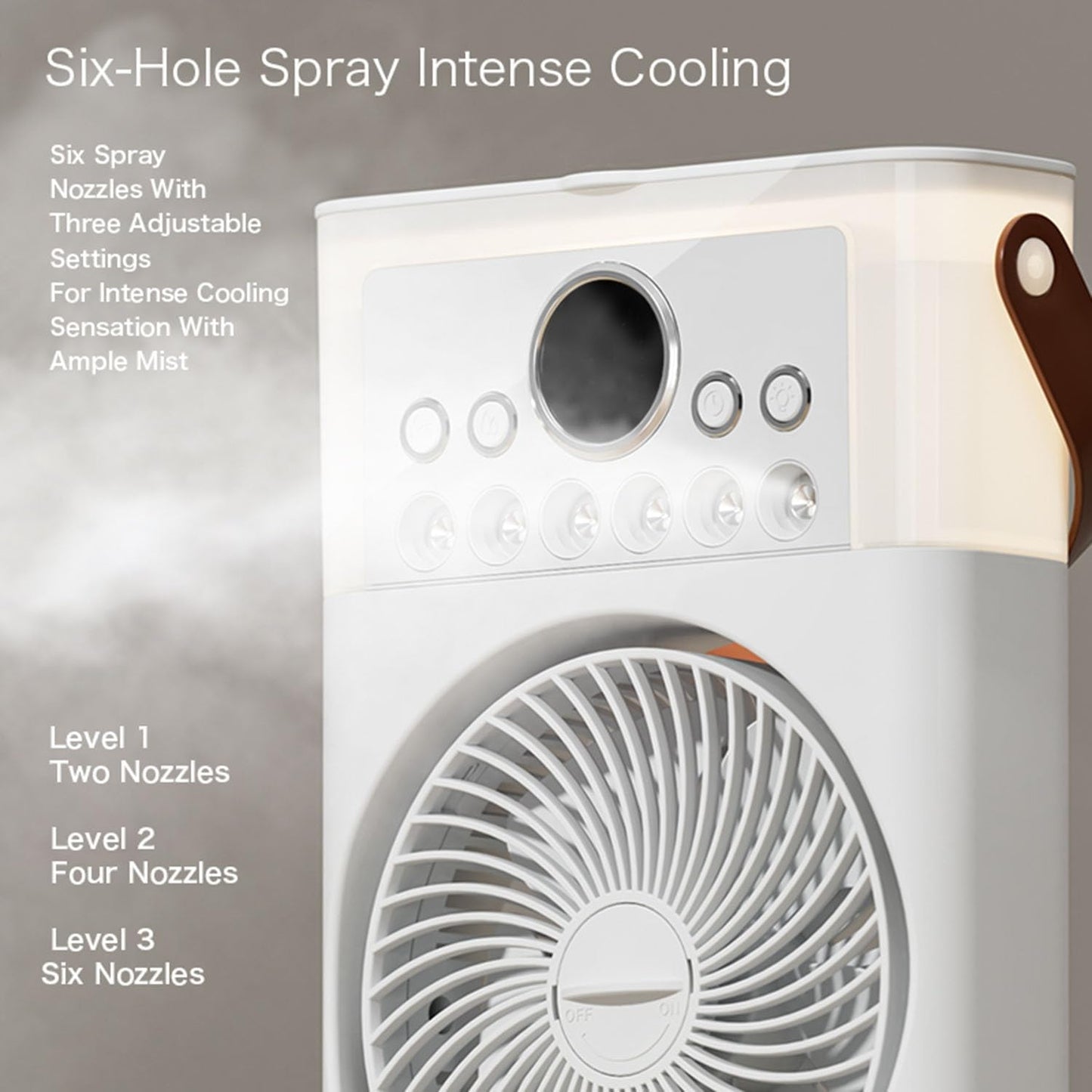 ZS - Dual Fan Mist Cooling Fan with Humidifier, 6 Nozzles 360 Adjustable
