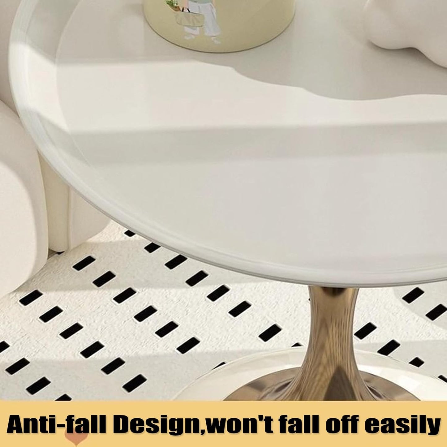 ZS - Modern Luxury Round Oval Base Metal Coffee Table
