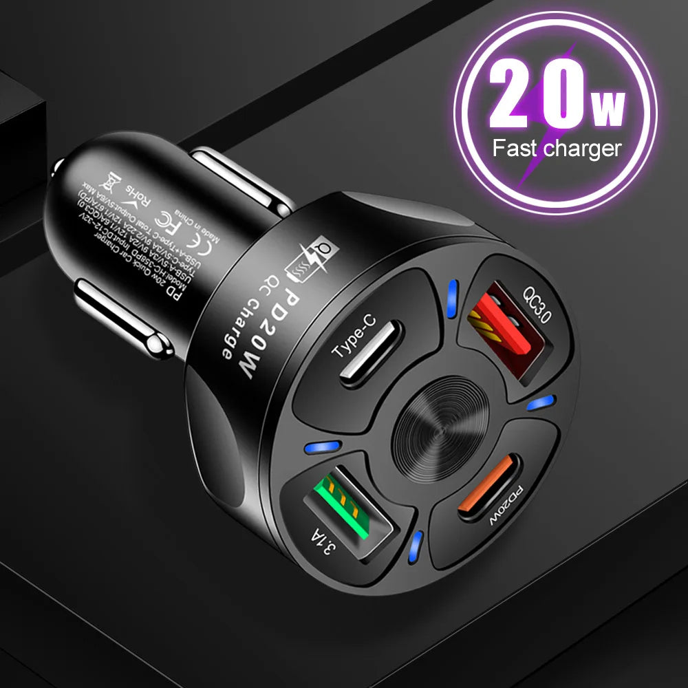 ZS - 4 Port Fast Charging Car Charger