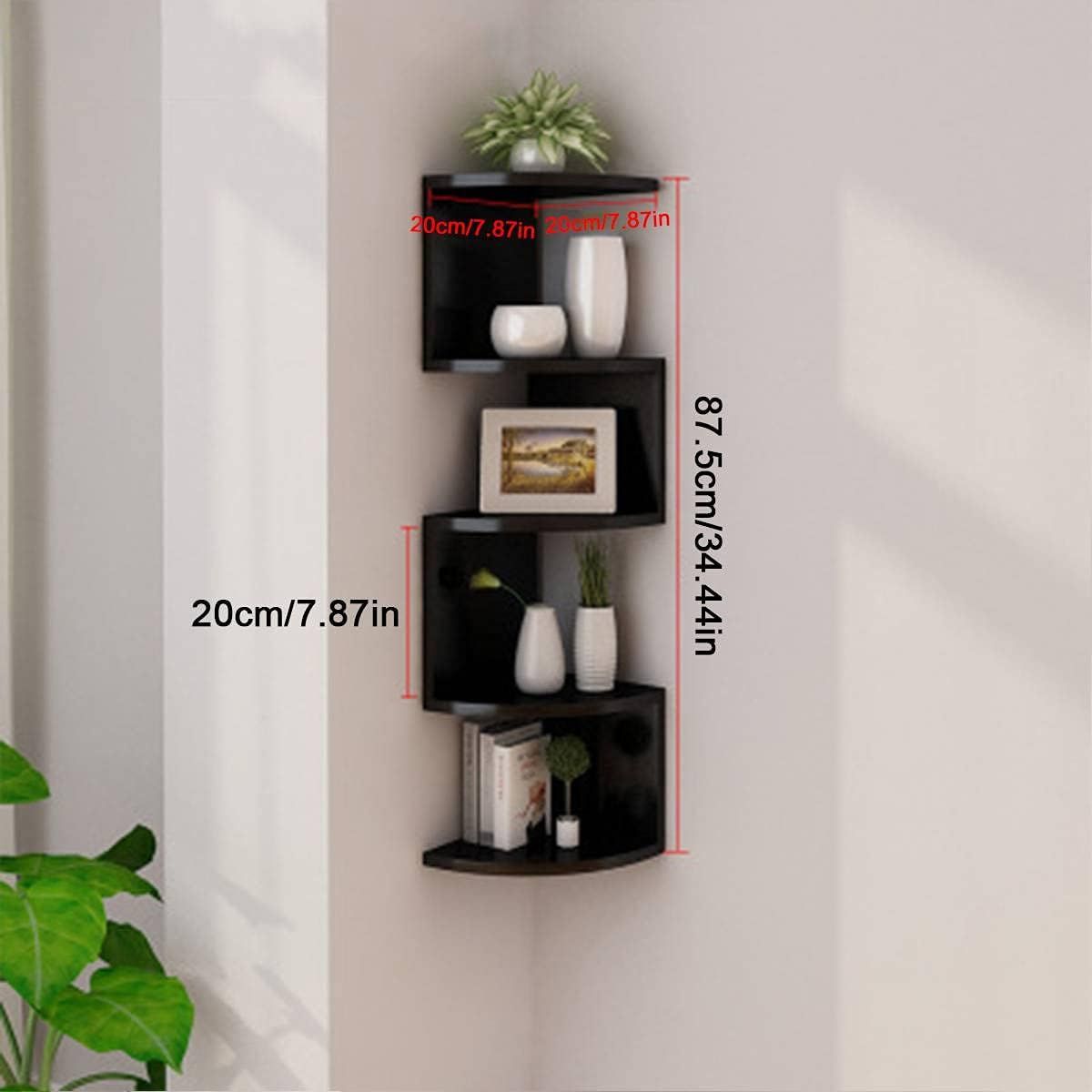 ZS - 5-Tier Corner Wall Mount Bookshelf Organizer Storage Shelf Rack