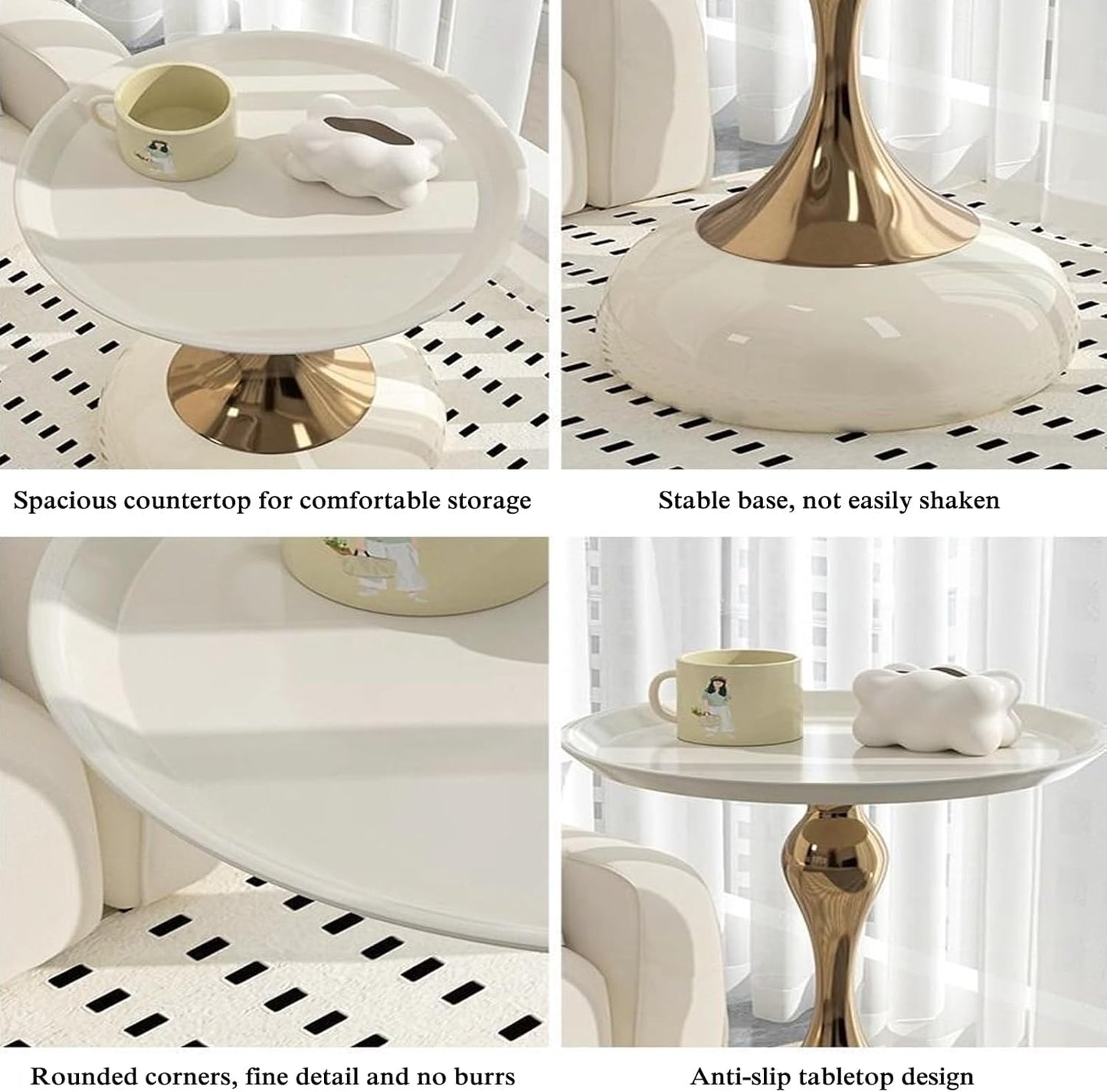 ZS - Modern Luxury Round Oval Base Metal Coffee Table