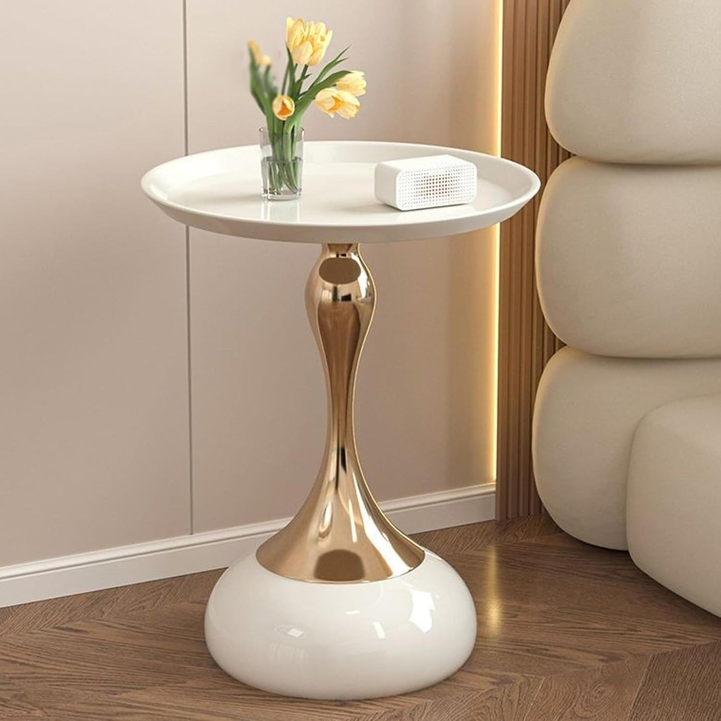 ZS - Modern Luxury Round Oval Base Metal Coffee Table