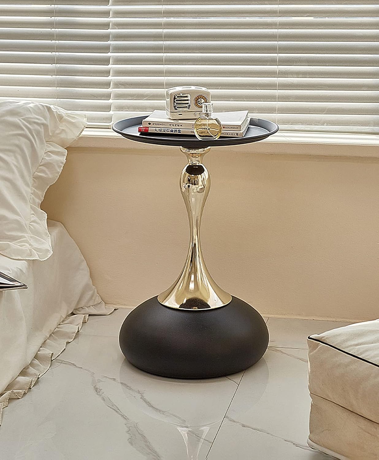ZS - Modern Luxury Round Oval Base Metal Coffee Table