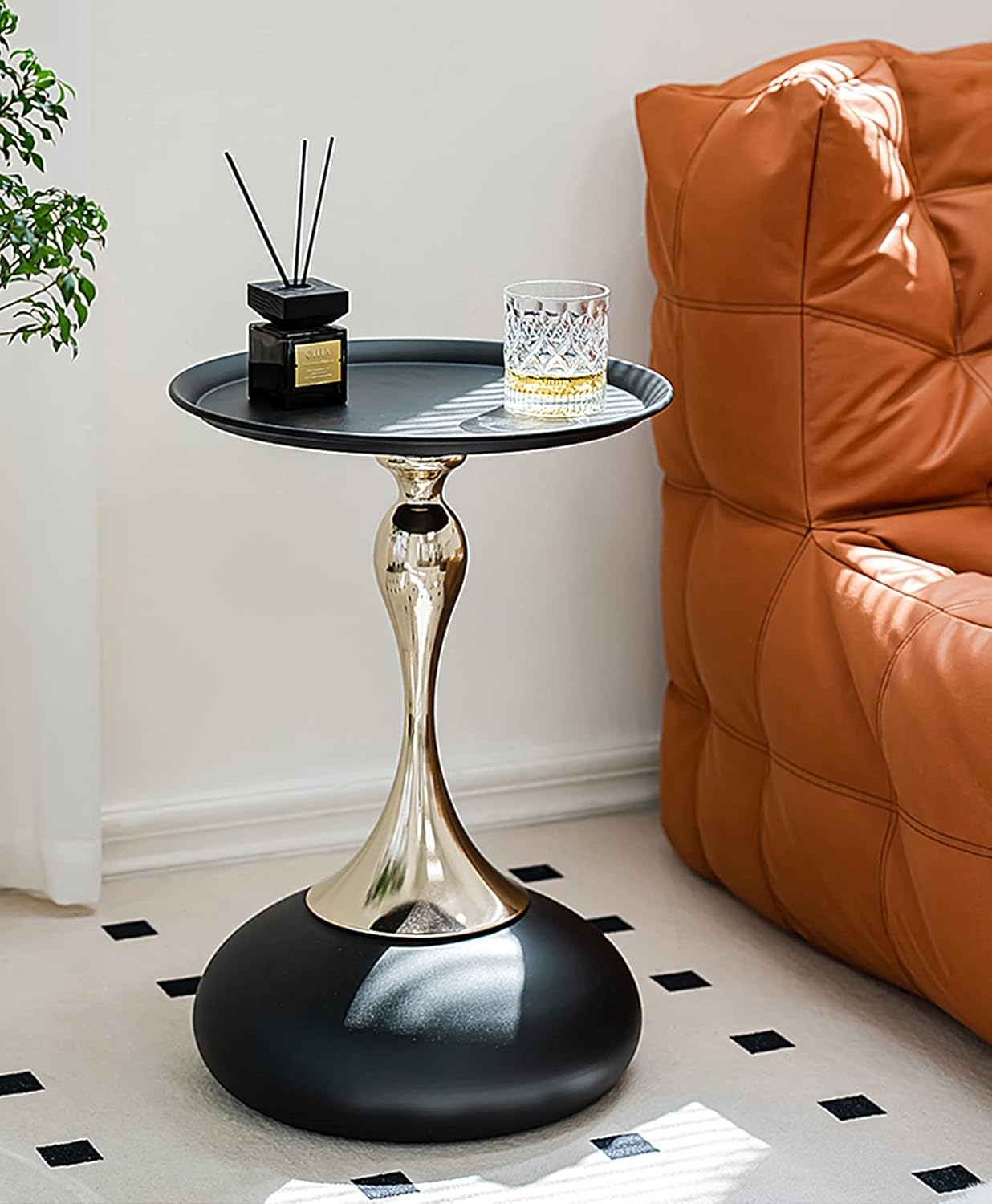 ZS - Modern Luxury Round Oval Base Metal Coffee Table
