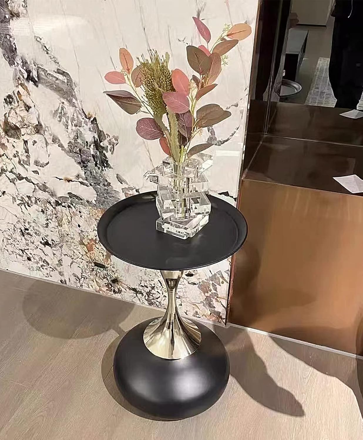 ZS - Modern Luxury Round Oval Base Metal Coffee Table