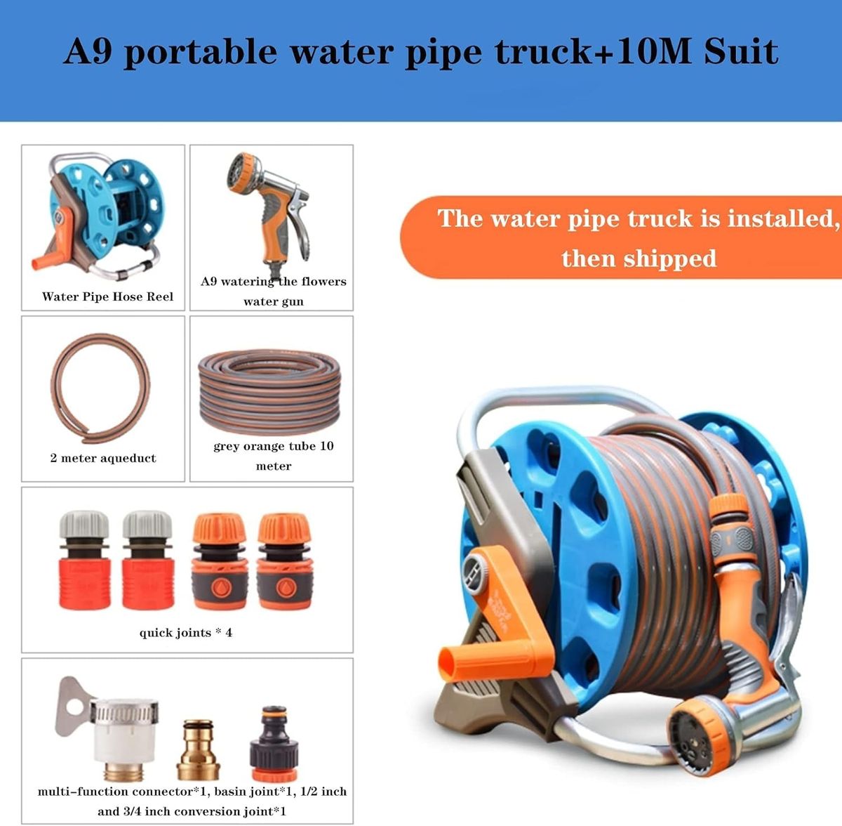 ZS - Portable Hose Pipe Reel Classic Hose Reel Set Including Hose Reel