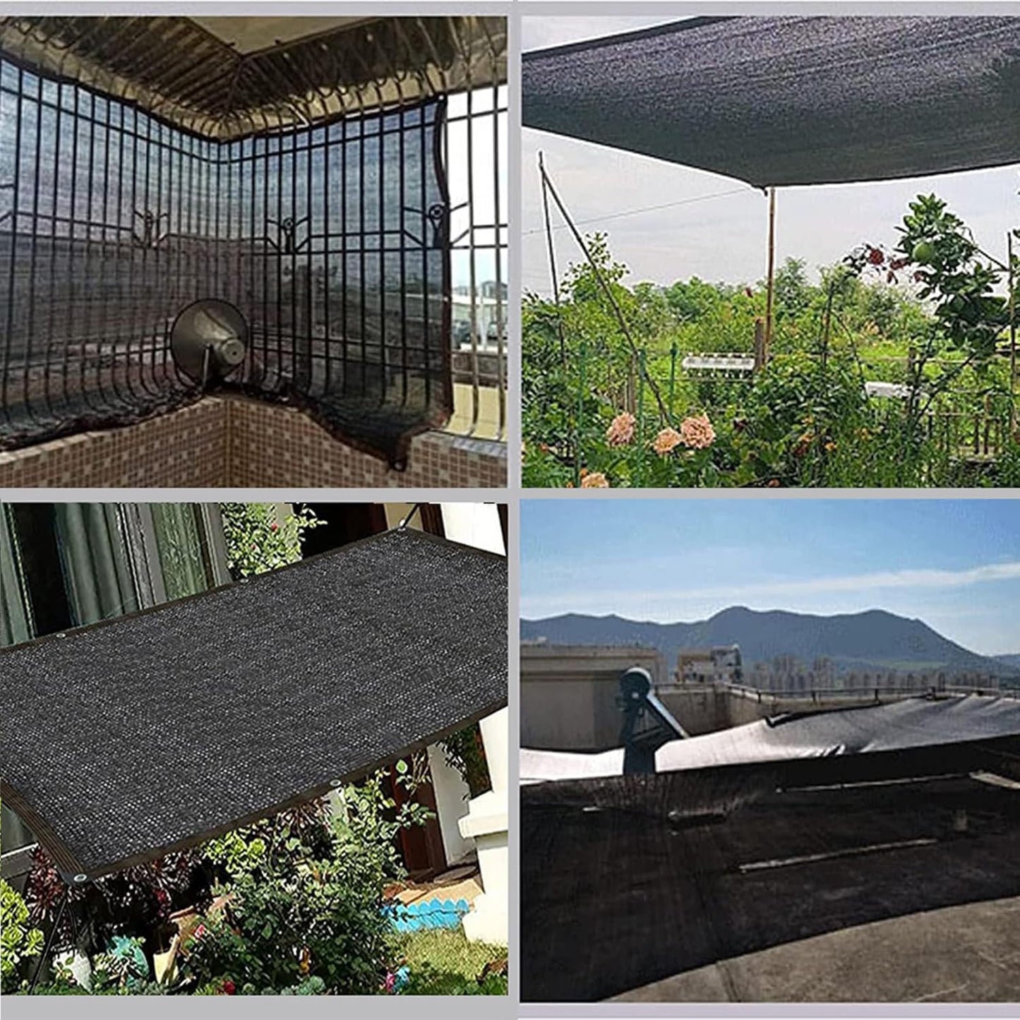 ZS - Black Sunshade Net with Grommets 2m x 4m