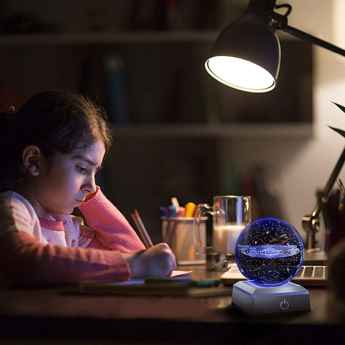 ZS - 8cm 3D Crystal Ball with Colour Changing Light Up Base