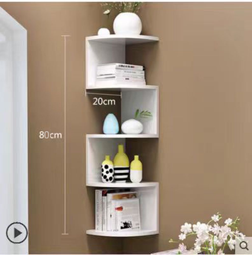 ZS - 5-Tier Corner Wall Mount Bookshelf Organizer Storage Shelf Rack