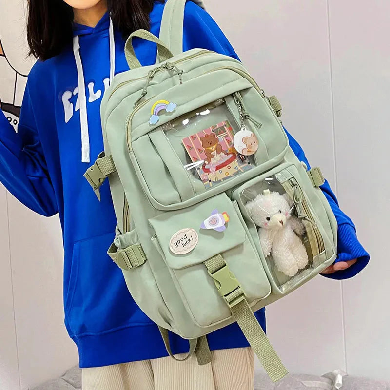 ZS - Trendy Cute - Kawaii Fashion School Bag with Customizable Design & Dolls