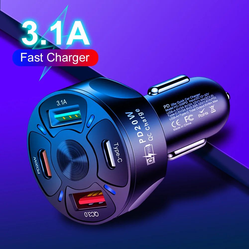 ZS - 4 Port Fast Charging Car Charger