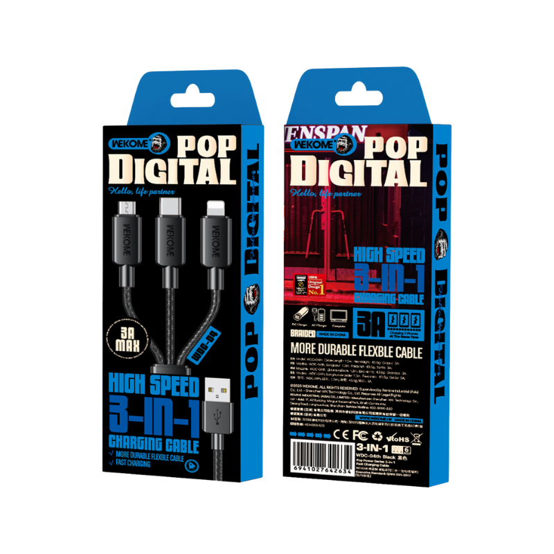 ZS - Charging Cable – Wekome WDC-04th Pop Series Fabric 3-in-1