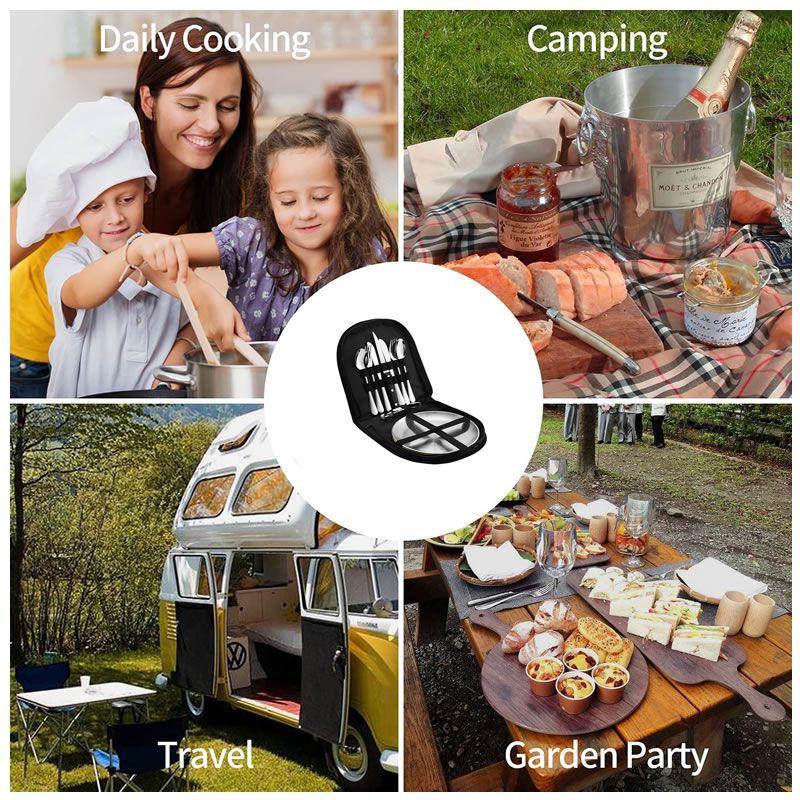 ZS - 10-Piece Portable Camping Stainless Steel Travel Cutlery Set