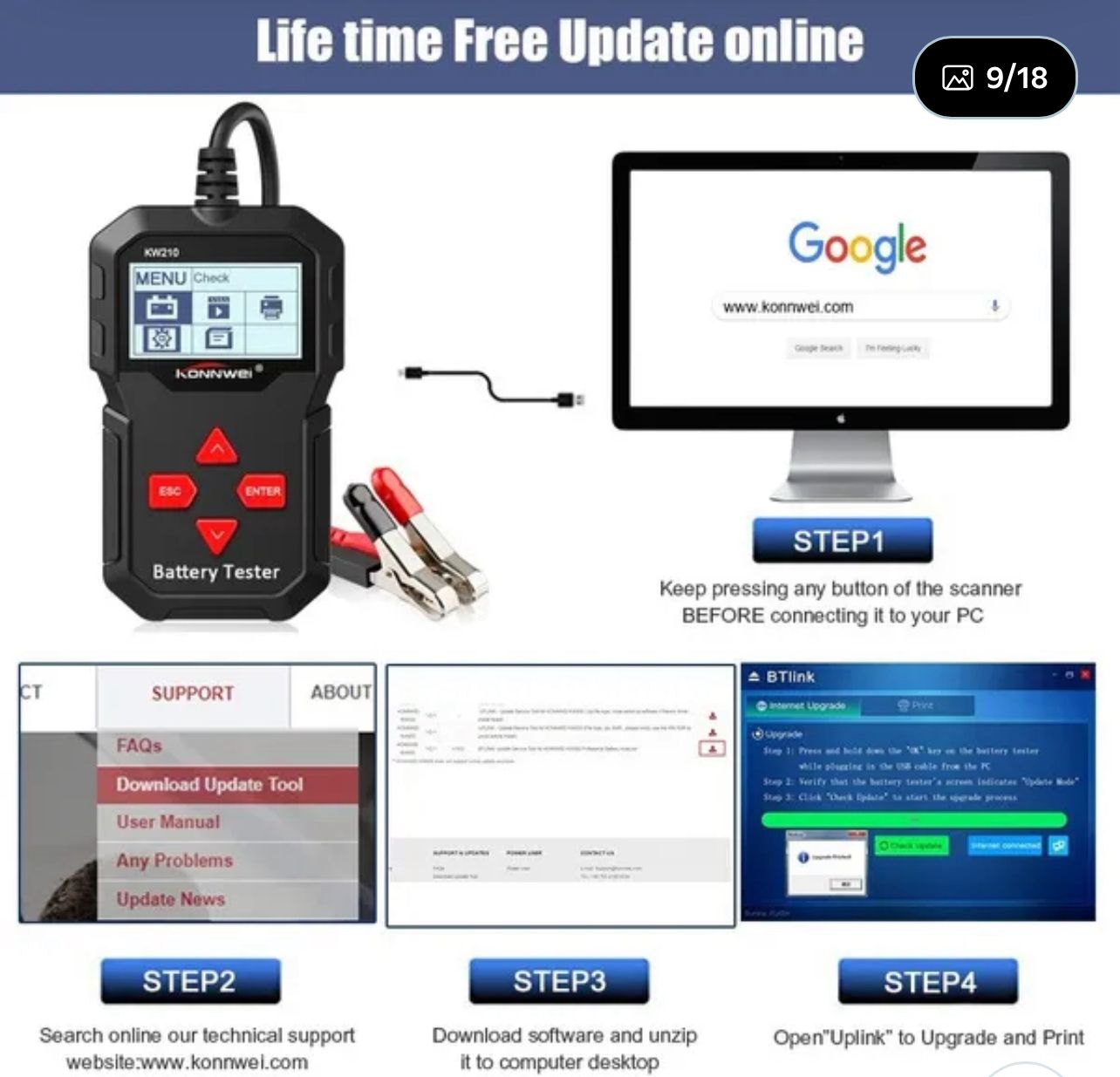 ZS - Konwei KW210 12V Battery Tester