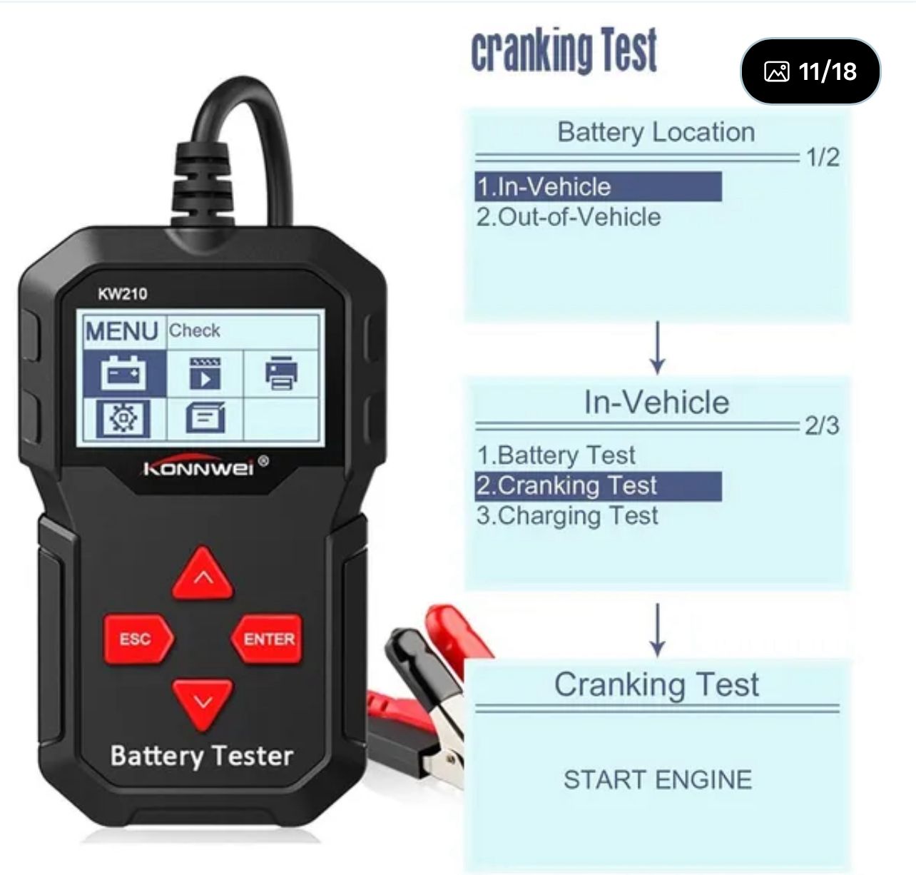ZS - Konwei KW210 12V Battery Tester